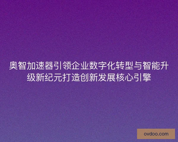 奥智加速器引领企业数字化转型与智能升级新纪元打造创新发展核心引擎